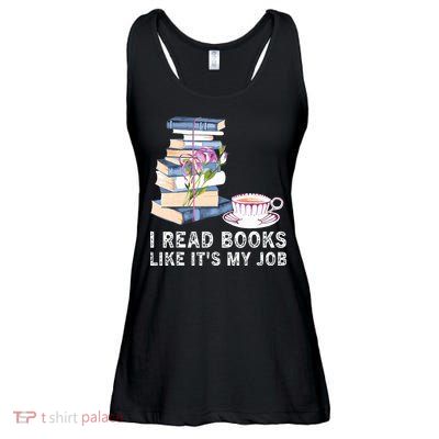 I Read Books Like Its My Job School Librarian Ladies Essential Flowy Tank
