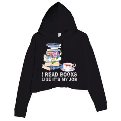 I Read Books Like Its My Job School Librarian Crop Fleece Hoodie
