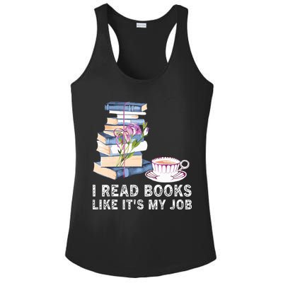 I Read Books Like Its My Job School Librarian Ladies PosiCharge Competitor Racerback Tank