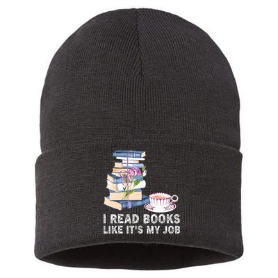 I Read Books Like Its My Job School Librarian Sustainable Knit Beanie