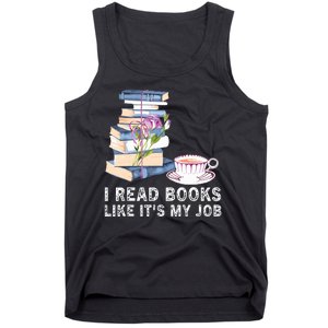 I Read Books Like Its My Job School Librarian Tank Top