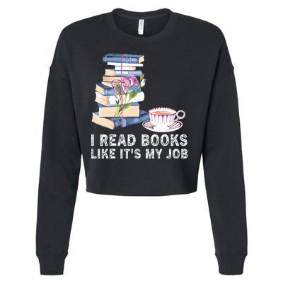 I Read Books Like Its My Job School Librarian Cropped Pullover Crew