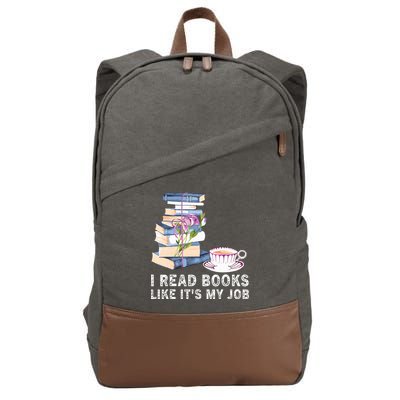I Read Books Like Its My Job School Librarian Cotton Canvas Backpack