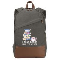 I Read Books Like Its My Job School Librarian Cotton Canvas Backpack