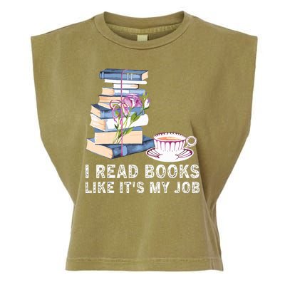 I Read Books Like Its My Job School Librarian Garment-Dyed Women's Muscle Tee