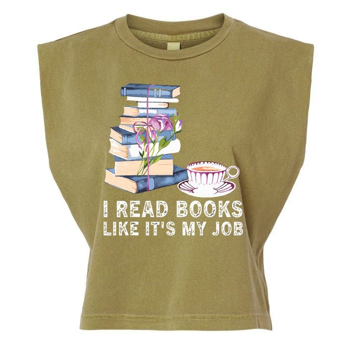 I Read Books Like Its My Job School Librarian Garment-Dyed Women's Muscle Tee