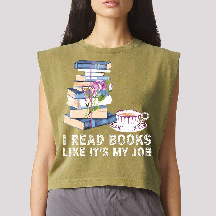 I Read Books Like Its My Job School Librarian Garment-Dyed Women's Muscle Tee