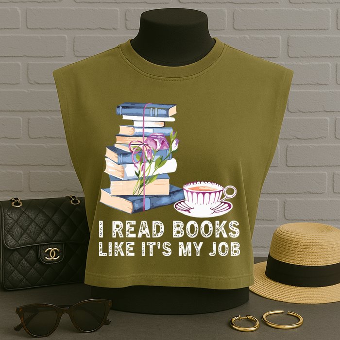 I Read Books Like Its My Job School Librarian Garment-Dyed Women's Muscle Tee