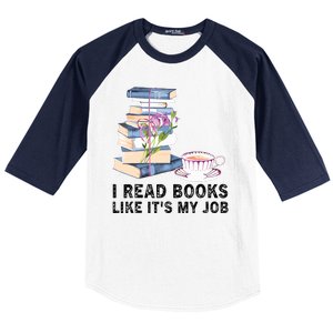 I Read Books Like Its My Job School Librarian Baseball Sleeve Shirt