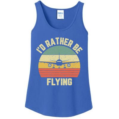 Id Rather Be Flying Airplane Pilot Retro Pilot Gift Vintage Gift Ladies Essential Tank