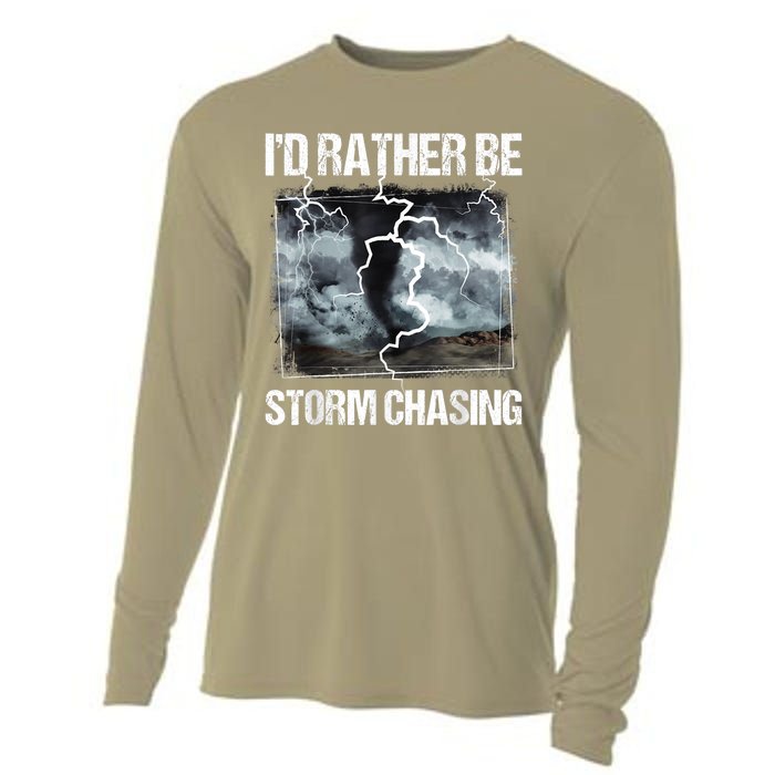 I'd Rather Be Storm Chasing Funny Gift Tornado Chaser Meteorology Cooling Performance Long Sleeve Crew