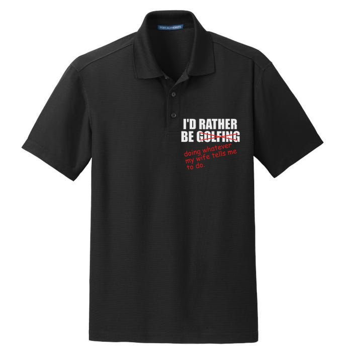 ID Rather Be Golfing Funny Golf Player Dry Zone Grid Polo