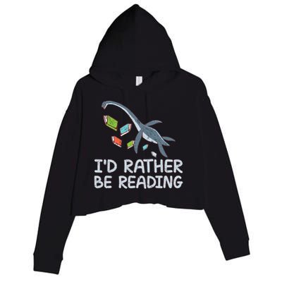 Id Rather Be Reading Quote Saying Gift Crop Fleece Hoodie