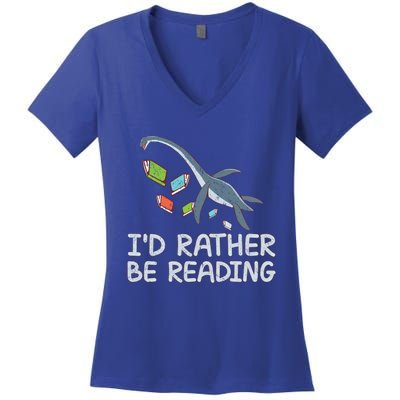 Id Rather Be Reading Quote Saying Gift Women's V-Neck T-Shirt