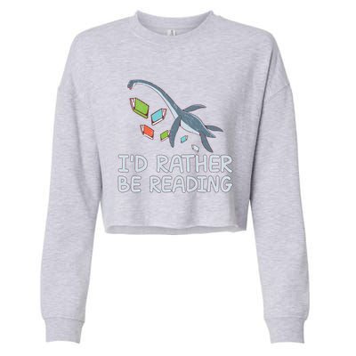 Id Rather Be Reading Quote Saying Gift Cropped Pullover Crew