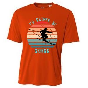 Id Rather Be Skiing Sunset Skiing Skiers Or Gift Cooling Performance Crew T-Shirt