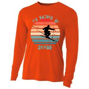 Id Rather Be Skiing Sunset Skiing Skiers Or Gift Cooling Performance Long Sleeve Crew