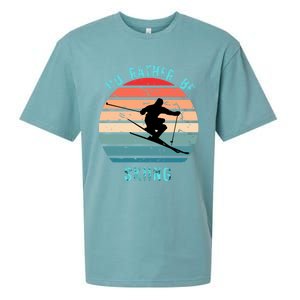 Id Rather Be Skiing Sunset Skiing Skiers Or Gift Sueded Cloud Jersey T-Shirt