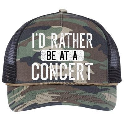 ID Rather Be At A Concert Funny Music Concert Lover Retro Rope Trucker Hat Cap