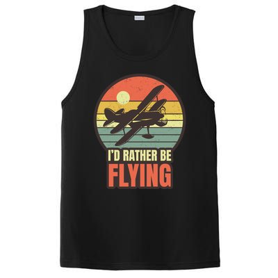 Id Rather Be Flying Aviation Pilot Flight Retro Sunset Meaningful Gift PosiCharge Competitor Tank