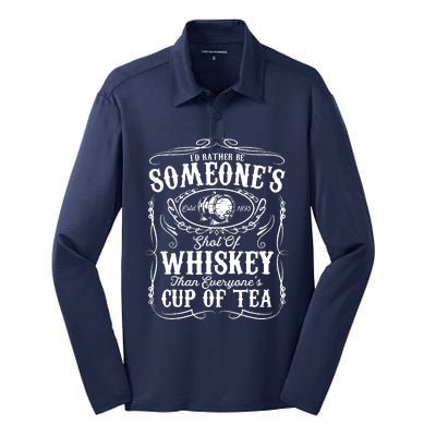 Id Rather Be Someones Shot Of Whiskey Silk Touch Performance Long Sleeve Polo