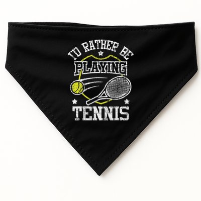 I'd Rather Be Playing Tennis Racket Sports Tournament USA-Made Doggie Bandana
