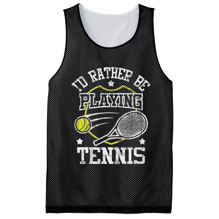 I'd Rather Be Playing Tennis Racket Sports Tournament Mesh Reversible Basketball Jersey Tank