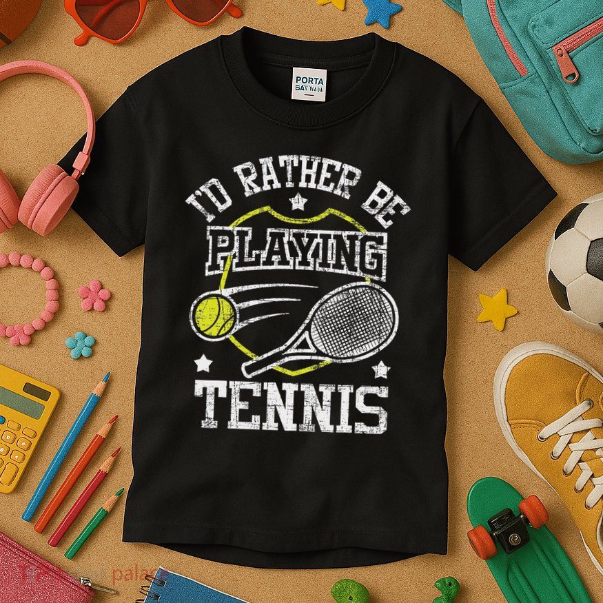 I'd Rather Be Playing Tennis Racket Sports Tournament Kids T-Shirt