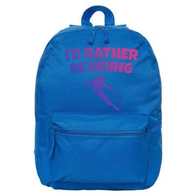 Id Rather Be Skiing (White) Skier Gift 16 in Basic Backpack