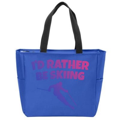 Id Rather Be Skiing (White) Skier Gift Zip Tote Bag