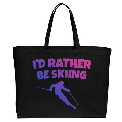 Id Rather Be Skiing (White) Skier Gift Cotton Canvas Jumbo Tote