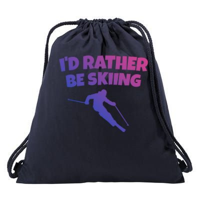 Id Rather Be Skiing (White) Skier Gift Drawstring Bag