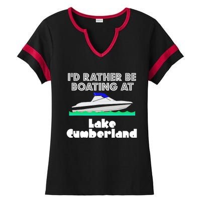 ID Rather Be Boating At Lake Cumberland Ladies Halftime Notch Neck Tee