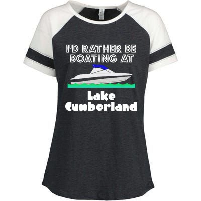 ID Rather Be Boating At Lake Cumberland Enza Ladies Jersey Colorblock Tee