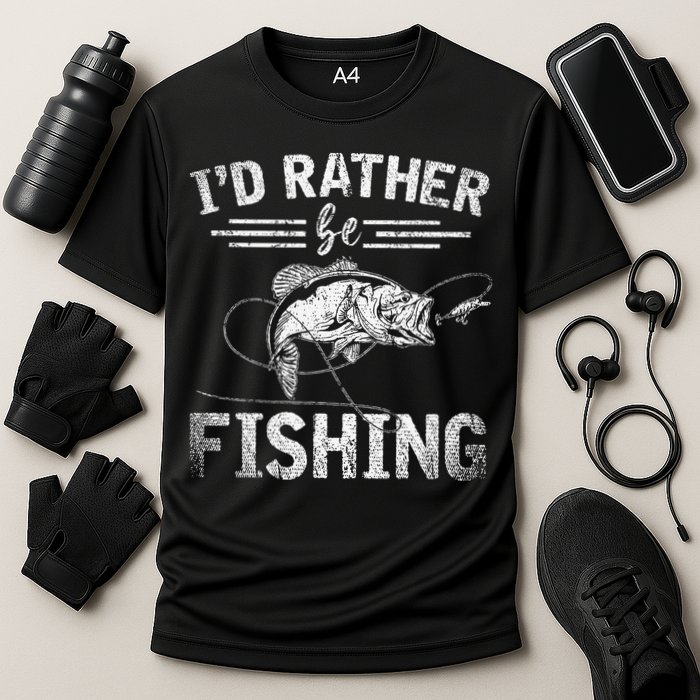 Id Rather Be Fishing Funny Fisherman Gift Hobby Fishing Cooling Performance Crew T-Shirt