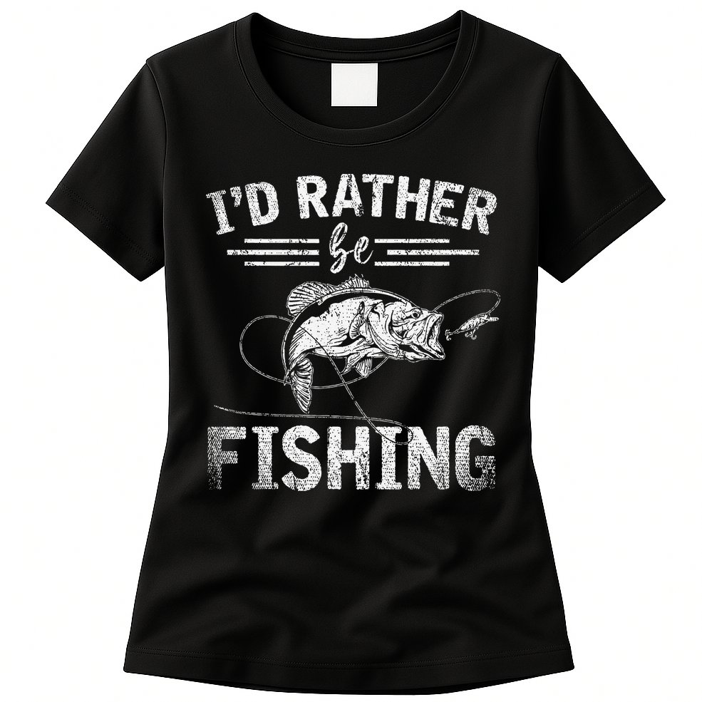 Id Rather Be Fishing Funny Fisherman Gift Hobby Fishing Womens T-Shirt
