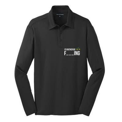 Id Rather Be Farming Funny Farmer Gift Silk Touch Performance Long Sleeve Polo