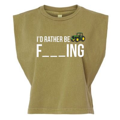 Id Rather Be Farming Funny Farmer Gift Garment-Dyed Women's Muscle Tee