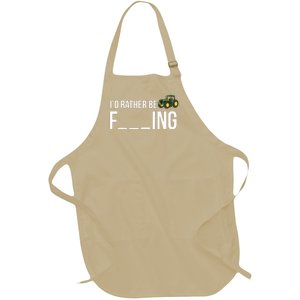 Id Rather Be Farming Funny Farmer Gift Full-Length Apron With Pockets