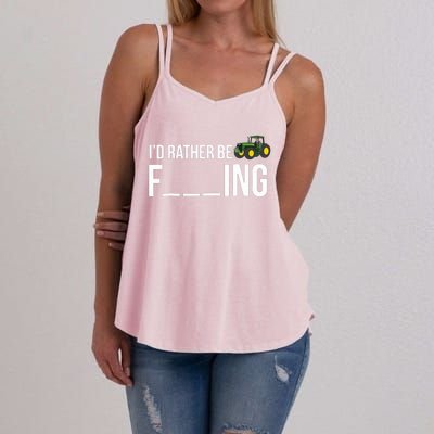 Id Rather Be Farming Funny Farmer Gift Women's Strappy Tank