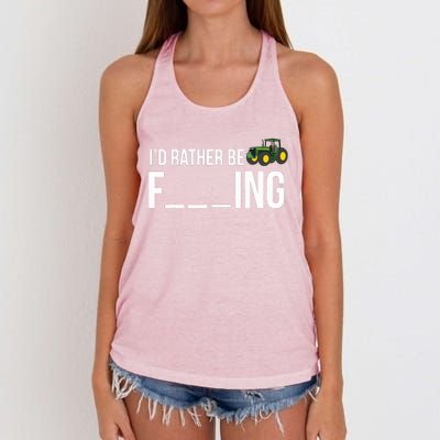 Id Rather Be Farming Funny Farmer Gift Women's Knotted Racerback Tank