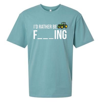 Id Rather Be Farming Funny Farmer Gift Sueded Cloud Jersey T-Shirt