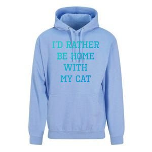 ID Rather Be Home With My Cat Funny Pet Owner Gift Unisex Surf Hoodie