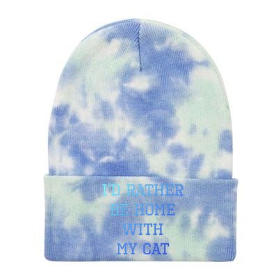 ID Rather Be Home With My Cat Funny Pet Owner Gift Tie Dye 12in Knit Beanie