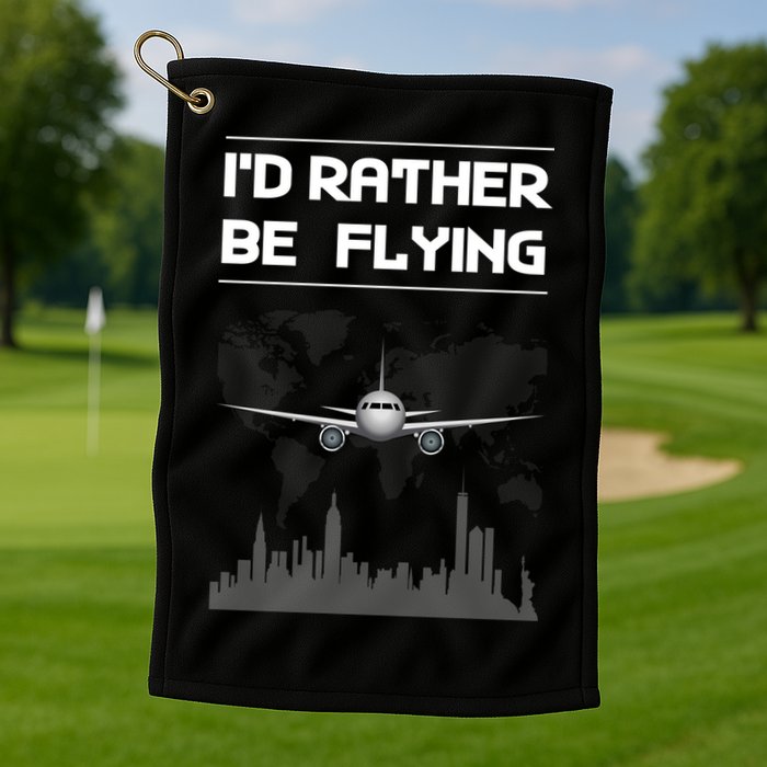 Id Rather Be Flying Funny Airplane Pilot Saying Gift Golf Towel
