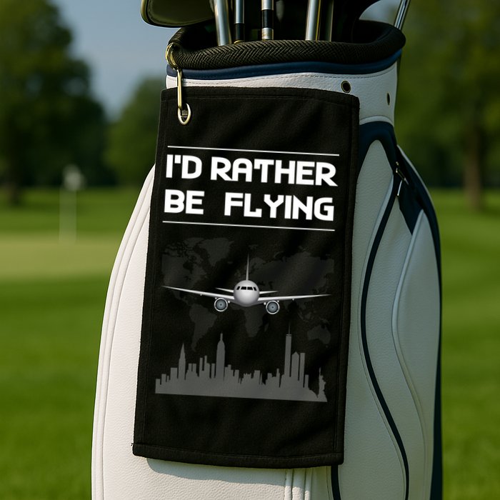 Id Rather Be Flying Funny Airplane Pilot Saying Gift Golf Towel