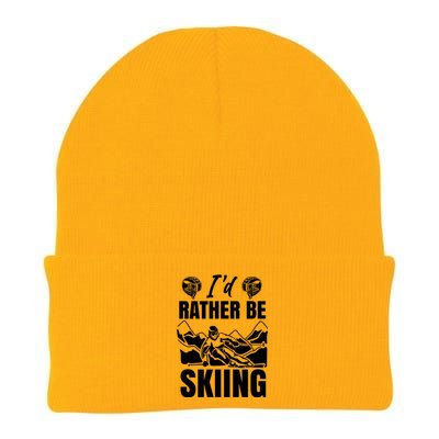 Id Rather Be Skiing Funny Mountain Skiing Skier Ski Gift Knit Cap Winter Beanie