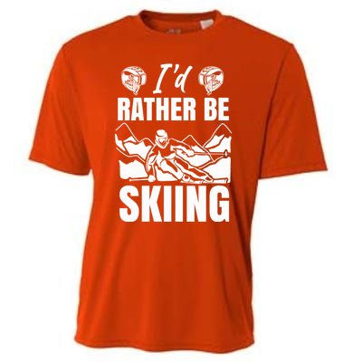 Id Rather Be Skiing Funny Mountain Skiing Skier Ski Gift Cooling Performance Crew T-Shirt