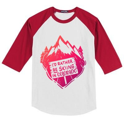 Id Rather Be Skiing In Colorado Gift Kids Colorblock Raglan Jersey