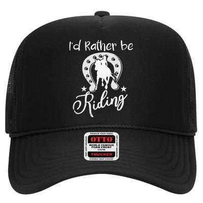 Id Rather Be Riding Horseback High Crown Mesh Back Trucker Hat